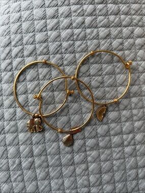 Lilly Pulitzer Gold Charm Bangle Bracelet Set - Elephant & Shell Charms